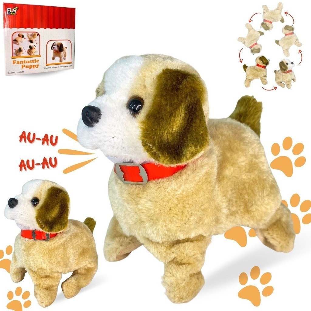 Cachorrinho Pelucia Puppy Anda Late Cambalhotas Cachorro