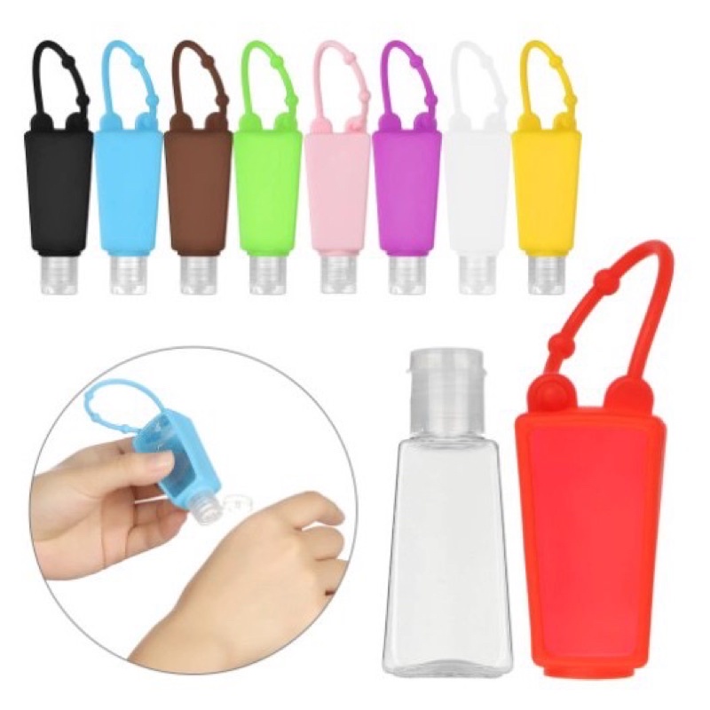 Kit 3 Chaveiros Porta Álcool em Gel 30ml Frasco Recarregável Portátil