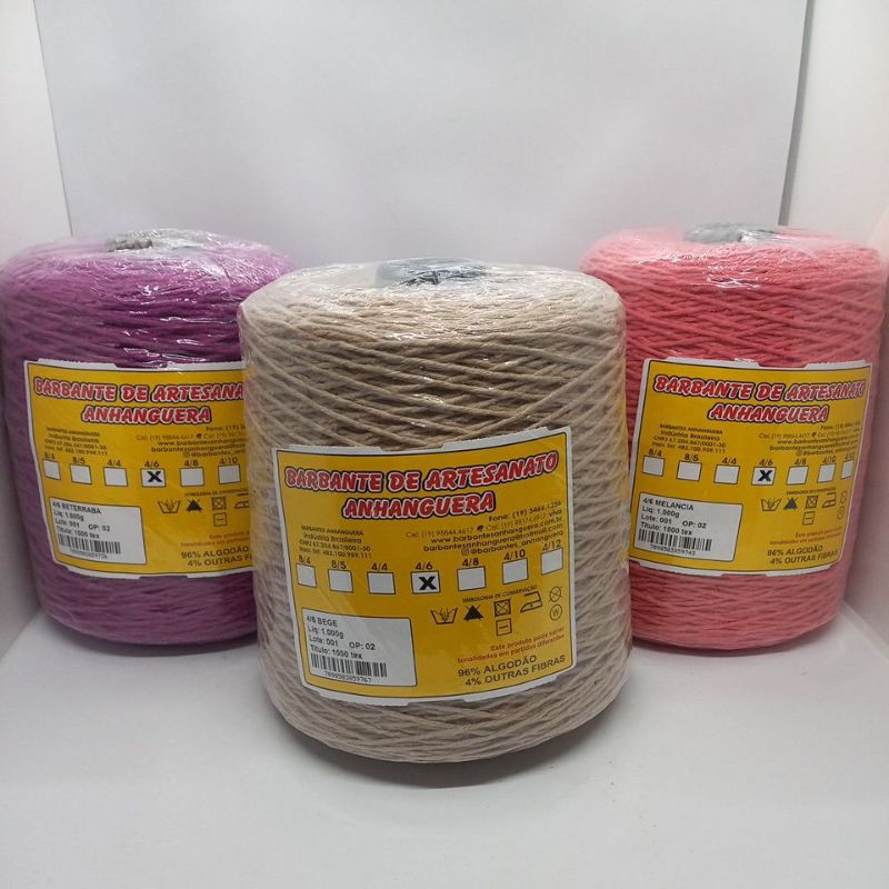 Barbante Anhanguera 96% algodão  Cone com 1 kg Fio 6.