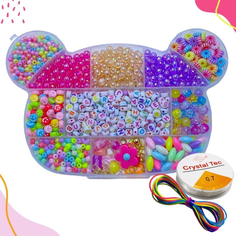 Maleta kit Infantil Miçangas Para Pulseiras 1400 