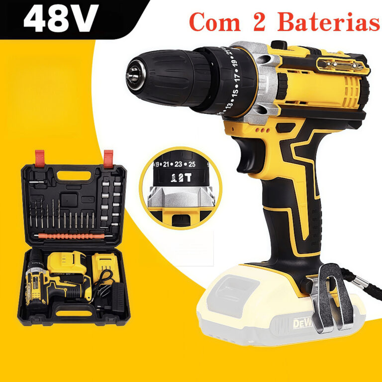 Parafusadeira Furadeira 48V 2 Baterias Com Maleta 