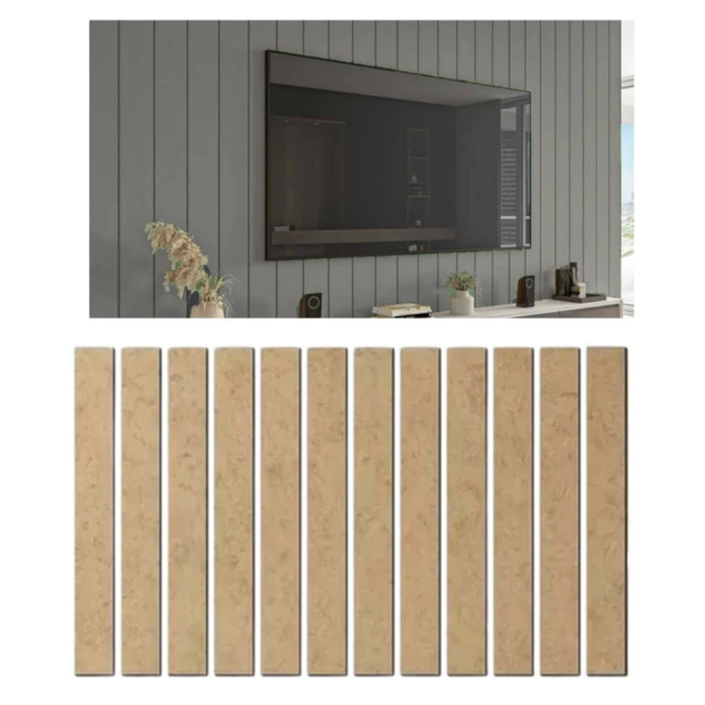 Ripas MDF Cru 120×5 Cru Painel Ripado Shiplap Madeira