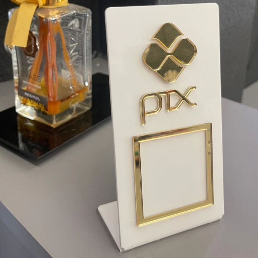 Placa Pix QR Code Pagamento Seguro Display Acrílico de Mesa para Balcão Loja