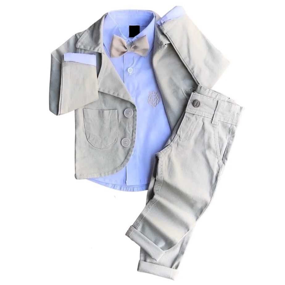Conjunto Infantil Blazer Nude com Camisa e Calça