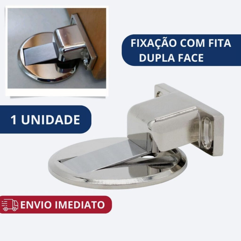 Kit 4 Prendedor de Porta Magnético Slim Cromado