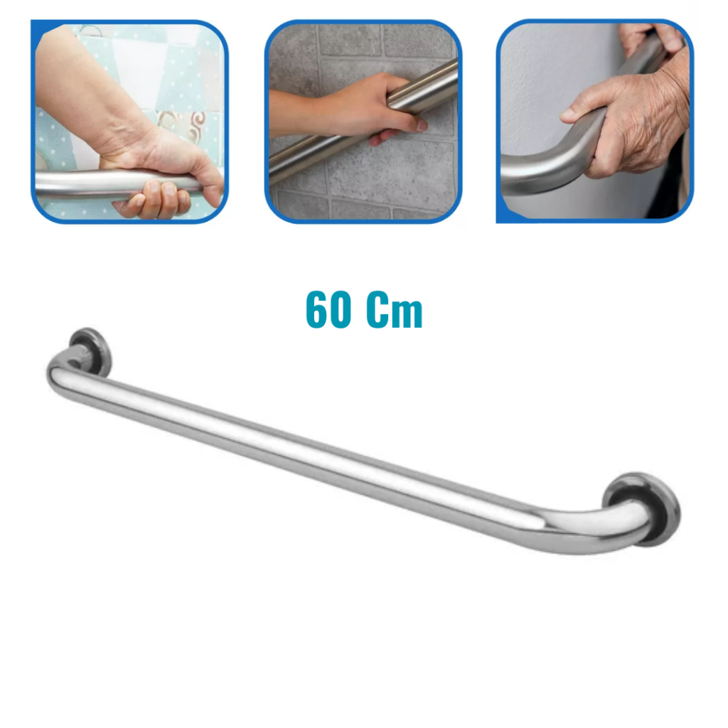 Alça Barra De Apoio  Aço Inox 60Cm Idoso Deficiente SUPORTE Parede CORRIMAO BANHEIRO