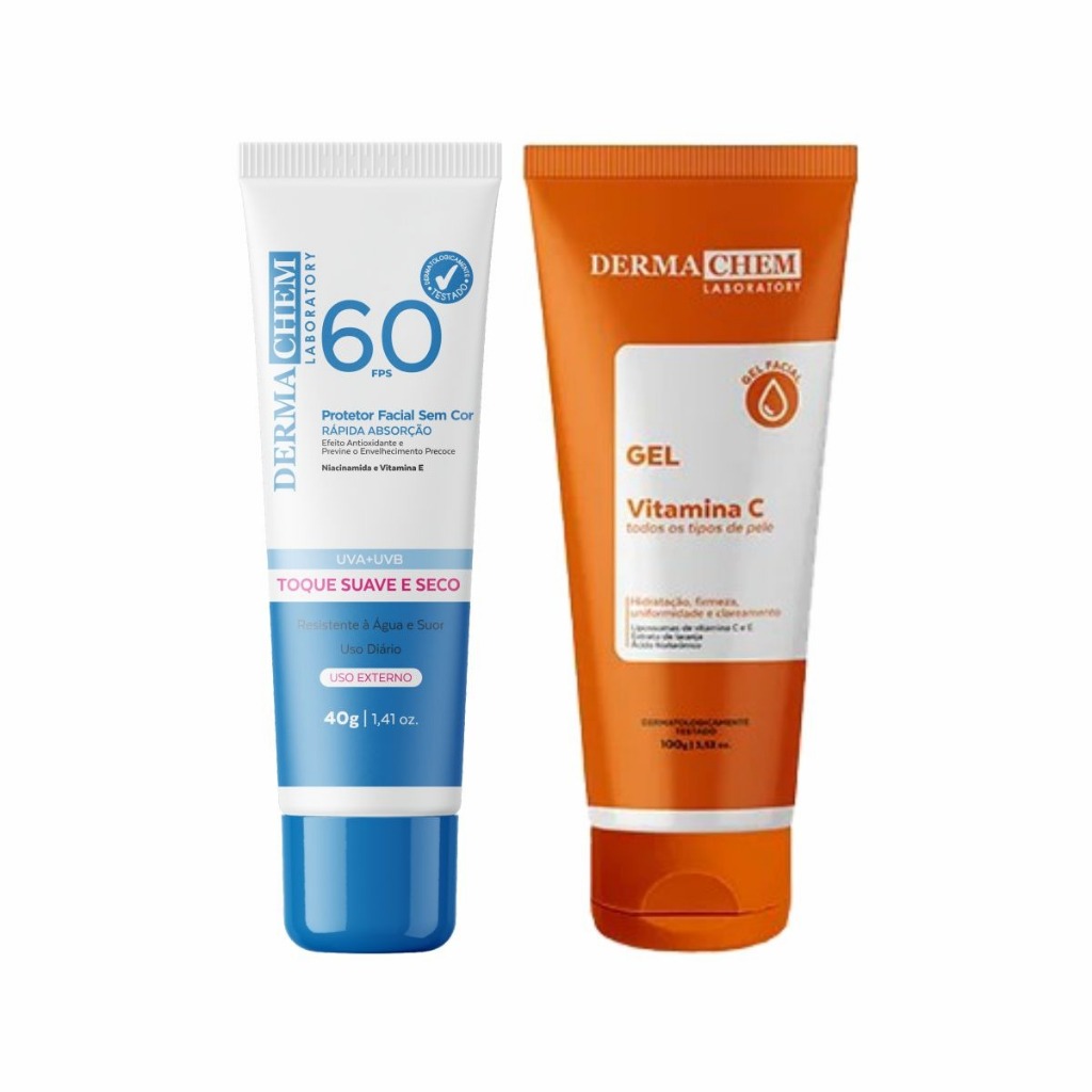 Kit Anti-Idade Dermachem 1 Protetor Solar Fator 60 e 1 Gel Vitamina C – Kit Anti Idade