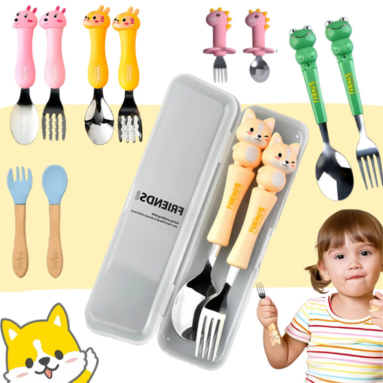 Kit Talheres Infantil Garfo Colher Com Estojo Aço