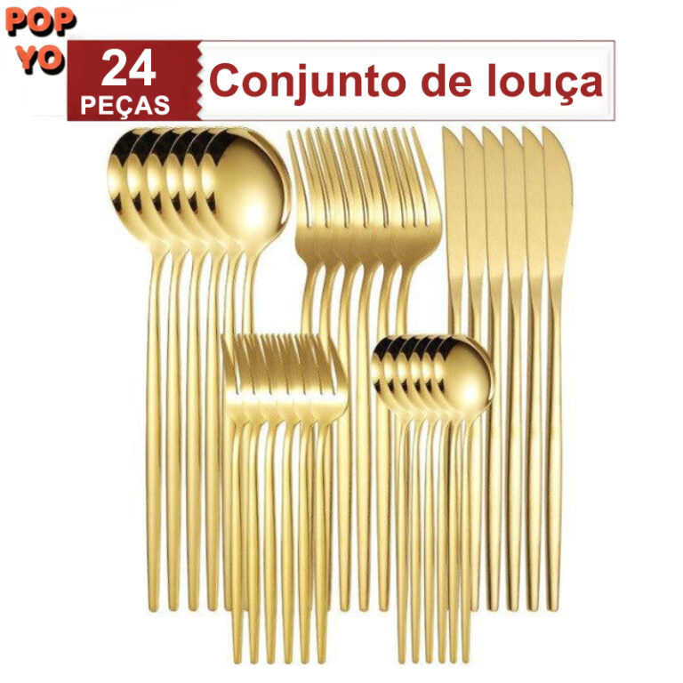 jogo de talheres 24 Peças talher Aço Inox Cozinh