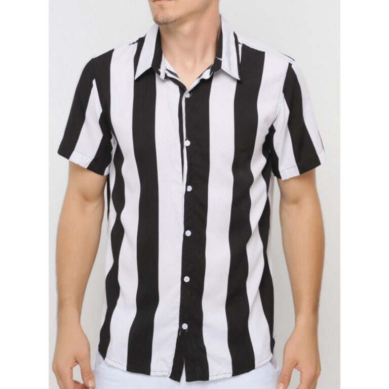 Camiseta Praia Preto E Branco Costura Manga Curta 