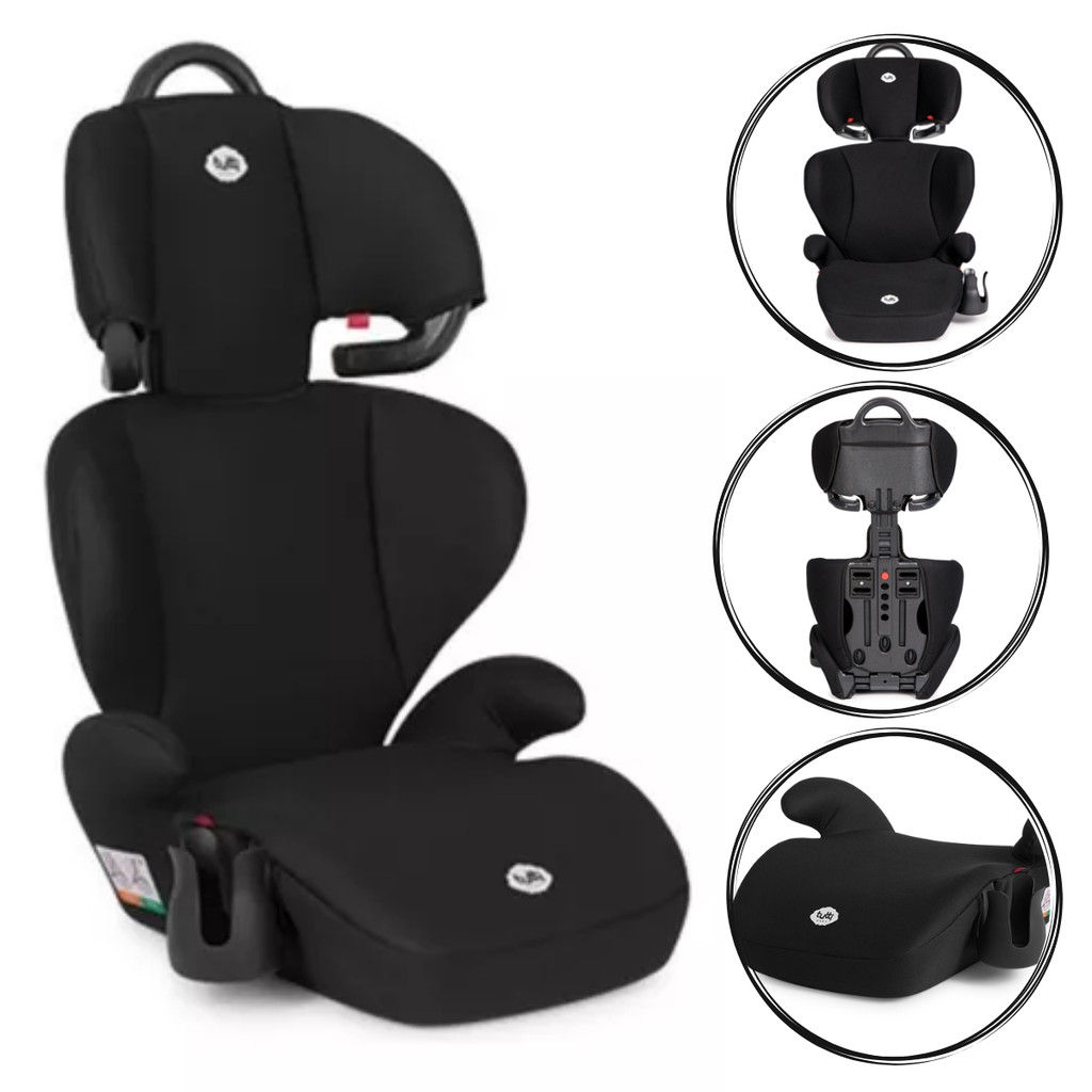 Cadeirinha Preta Cadeira Infantil Para Carro Bebê e Criança de 15kg a 36Kg vira assento de elevação