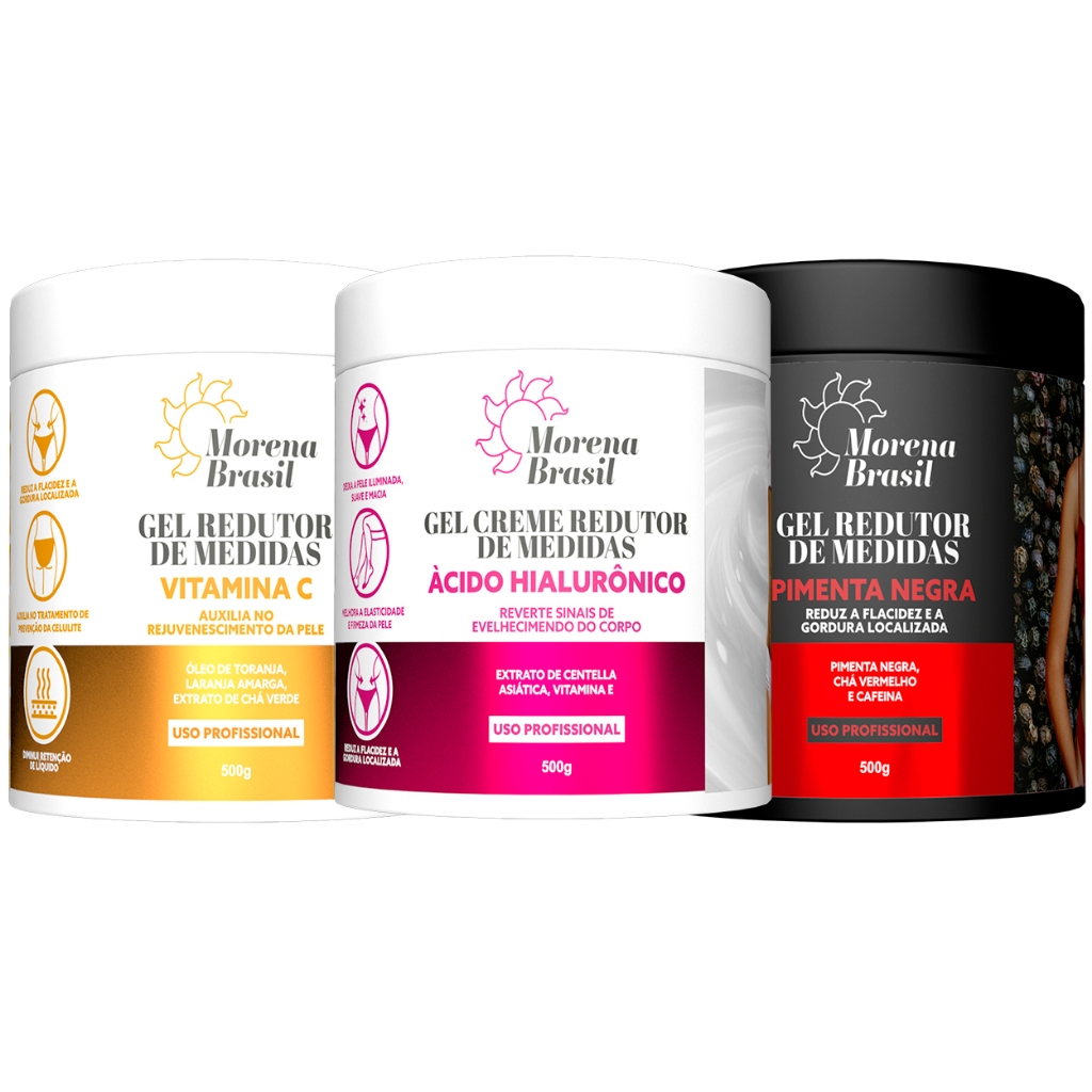Kit Gel Redutor de Medidas – Pimenta Negra + Laranja Amarga + Ácido Hialurónico