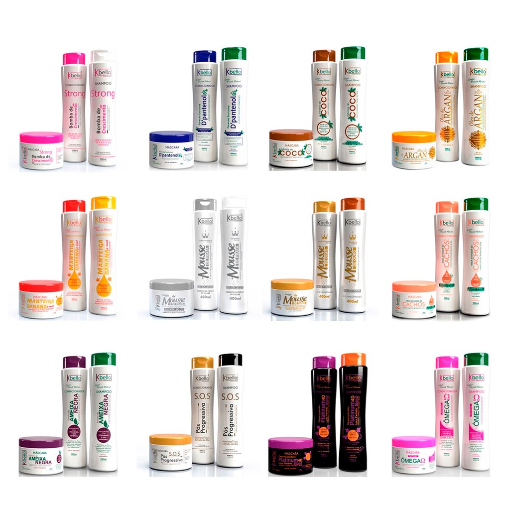 Kit Capilar Shampoo Condicionador E Máscara Linha Profissional Kbello