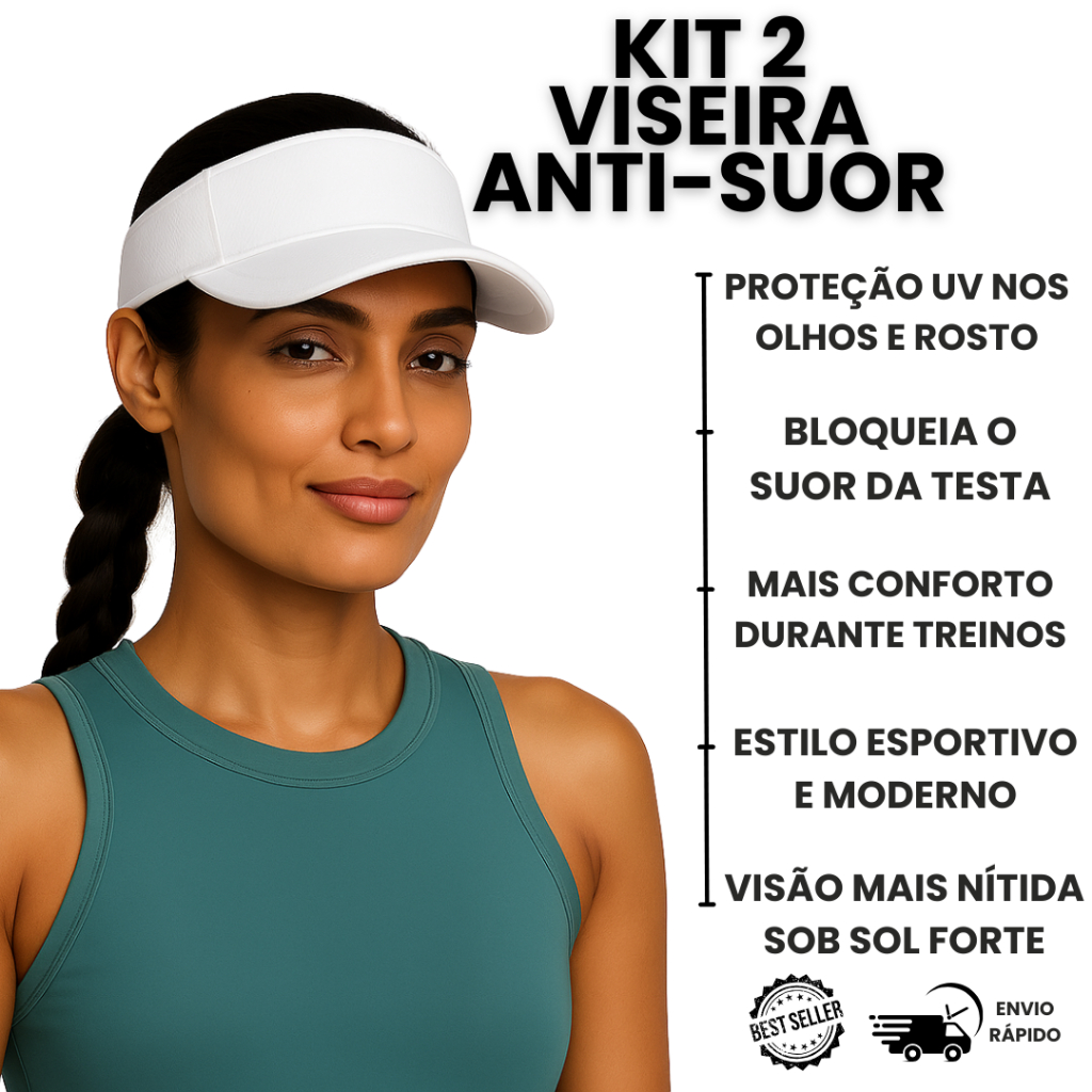 Kit 2 Viseiras Lisas Dry Fit Esportiva com Proteção Solar UV