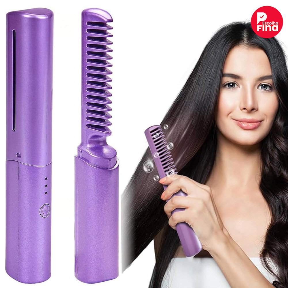 Escova De Alisamento Capilar Alisador De Cabelo Aquecido Recarregável Mini Pente Portátil yushua3br