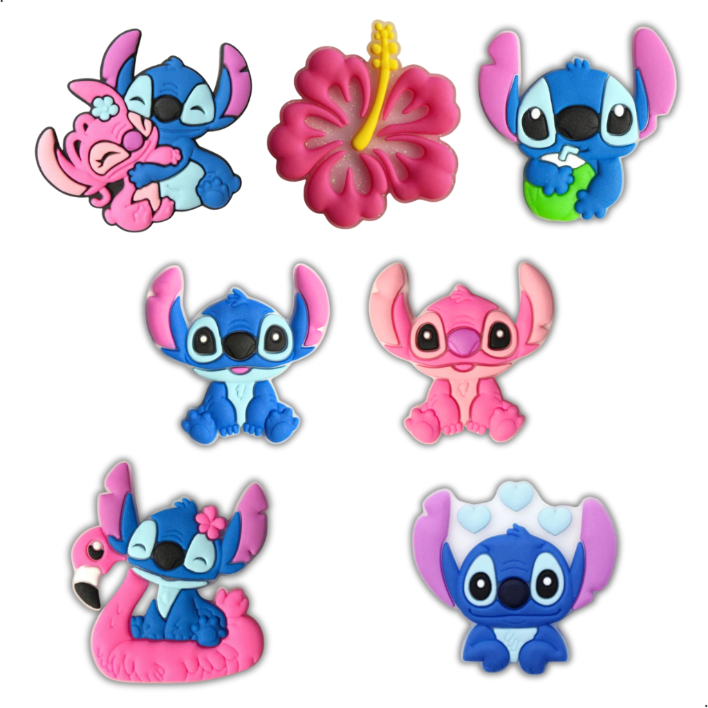 Kit 7/14 Aplique emborrachado Lilo Stitch Angel para Laços Lápis Caneta artesanato personalizado