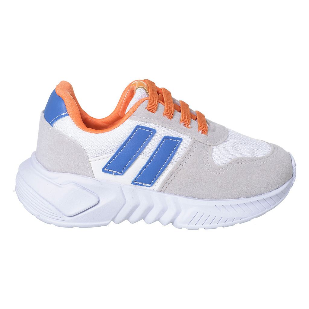 Tênis Infantil Masculino Menino Casual Elástico Laranja/Areia Sapato Escolar Calce Facil Confortável