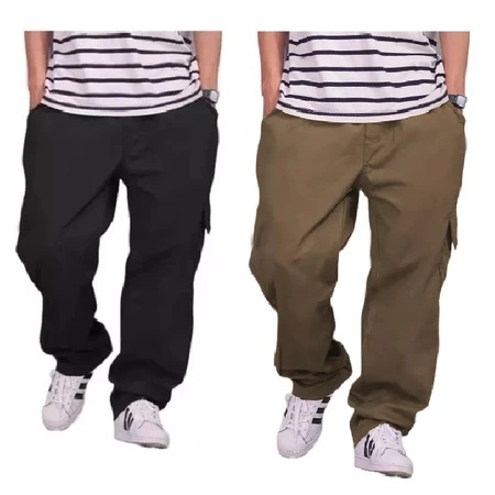 kit 2 ou uma Calça Cargo jeans e sarja Larga Masc