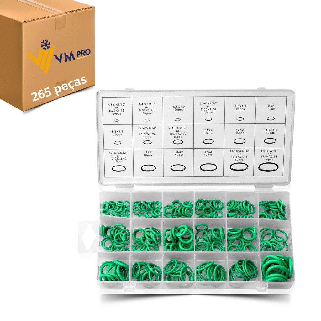 Kit Oring R134 265 Unidades Caixa – Peças para Ar Condicionado Automotivo