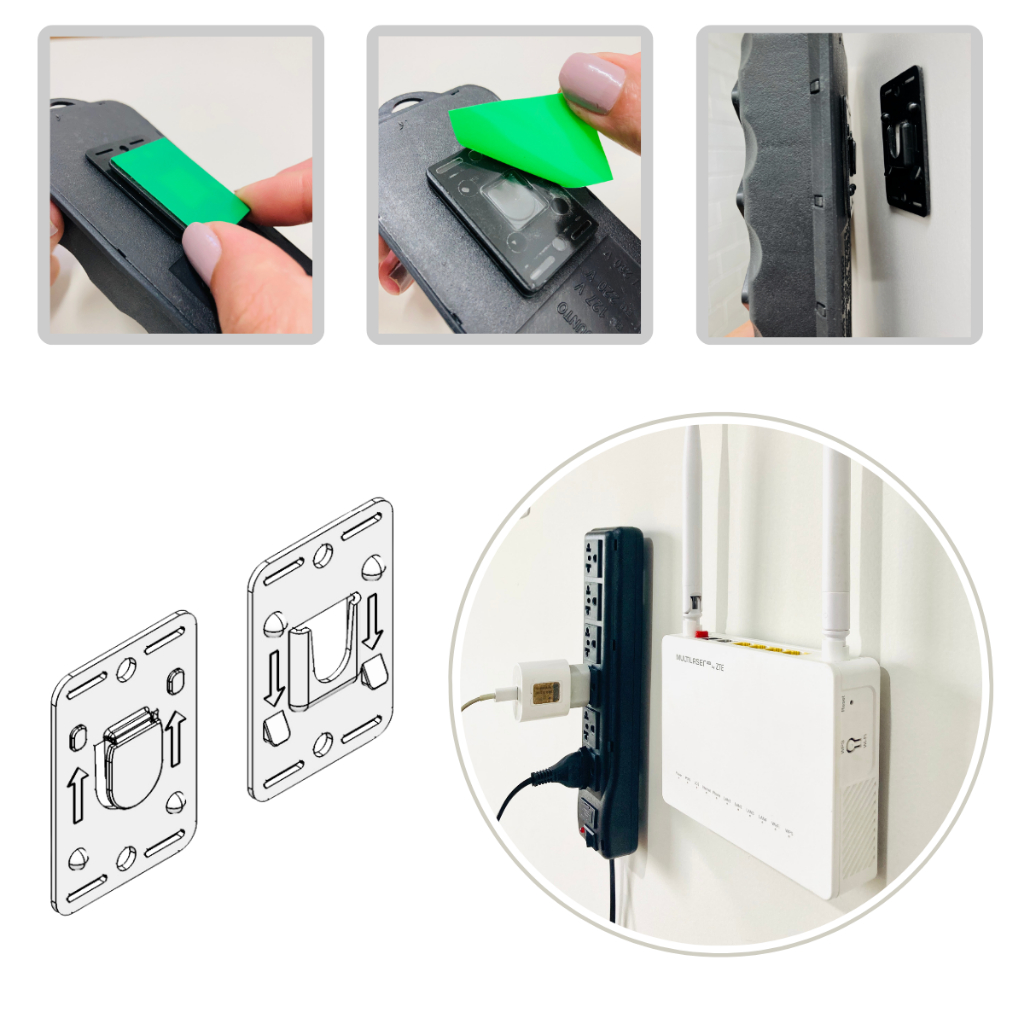 Suporte roteador Gancho encaixe de parede adesivo fixador dupla face resistente  kit 5 pares