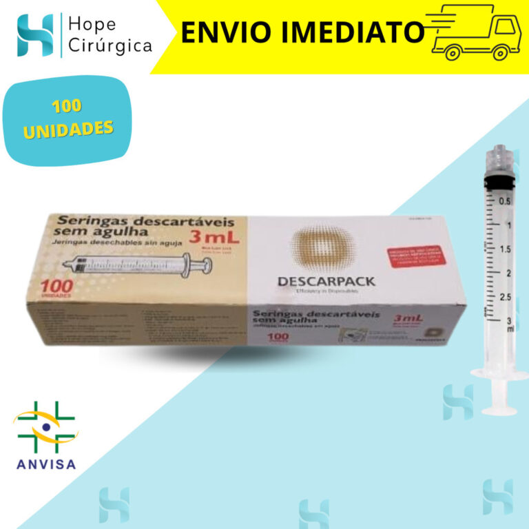 Seringa 3ml 100un Rosca Luer Lock Sem Agulha