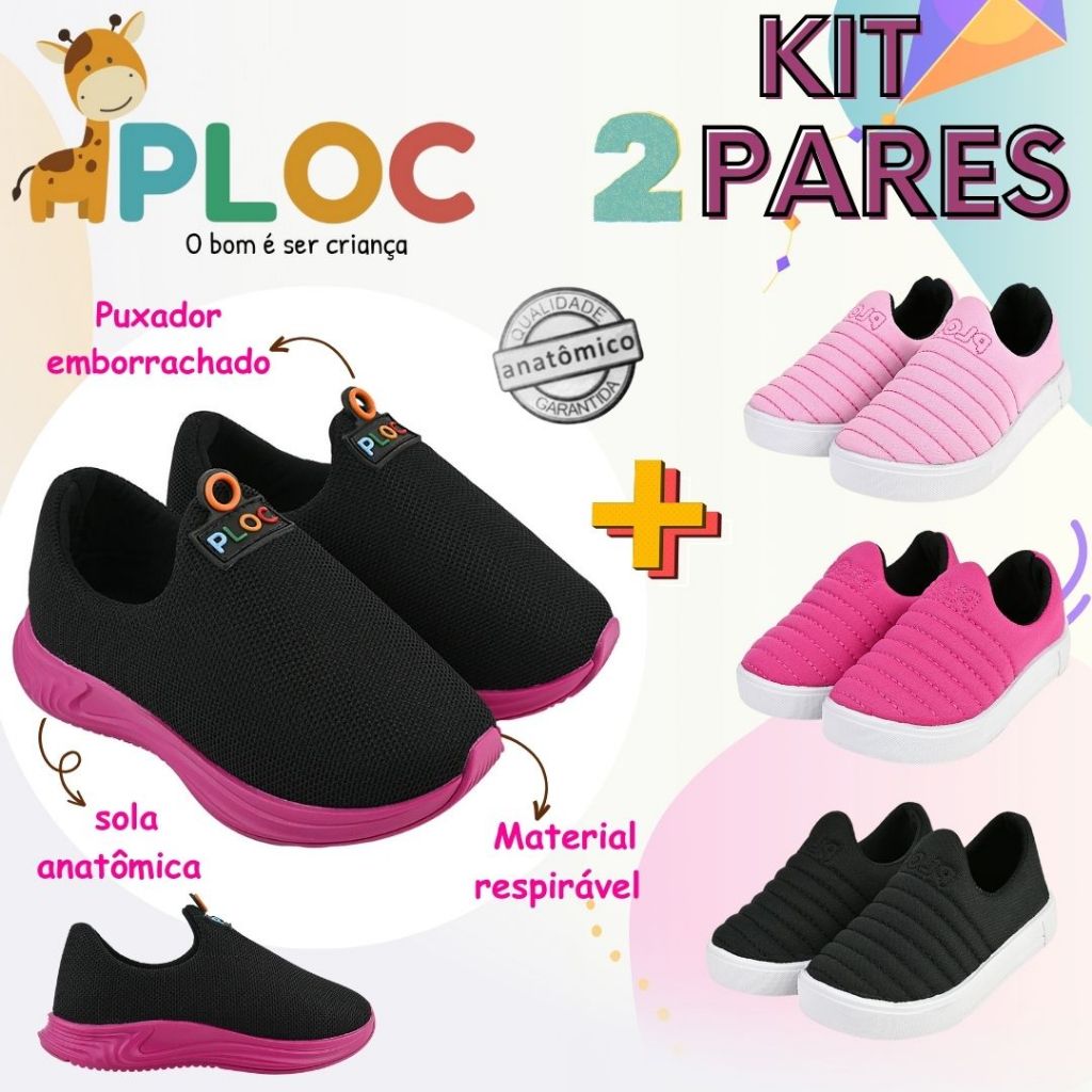 KIT 02 PARES:TÊNIS CALCE FÁCIL P26 MENINA + IATE – MENINA – COR A ESCOLHER