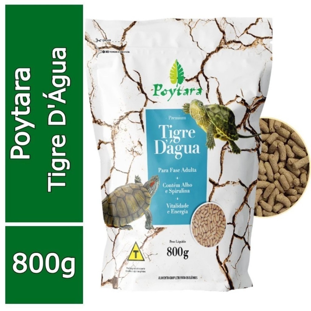 Ração Para Tartarugas Poytara Tigre Dágua Saco 800g Bag – Para tartaruga Aquática Adultas Poytara
