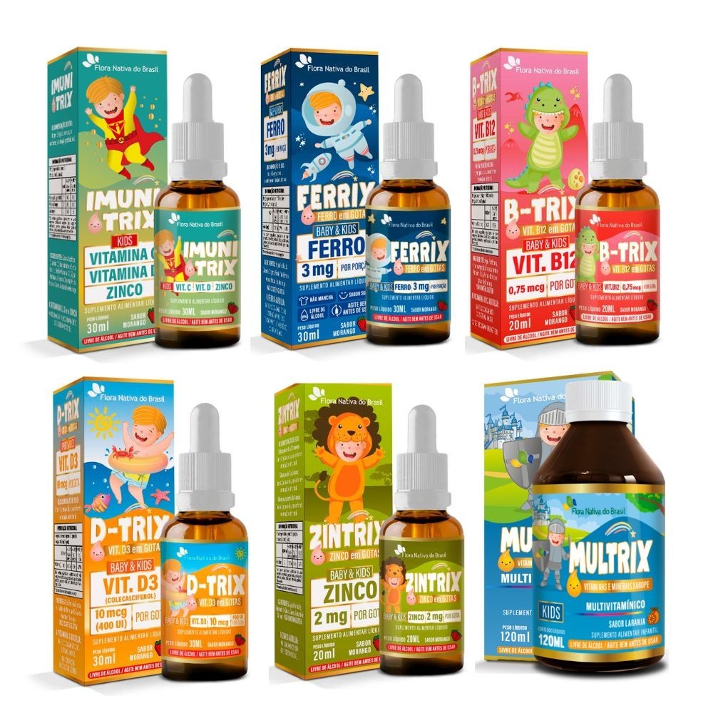 Super Linha Completa Kids Vitamina B – D – Ferro – Zinco Flora Nativa