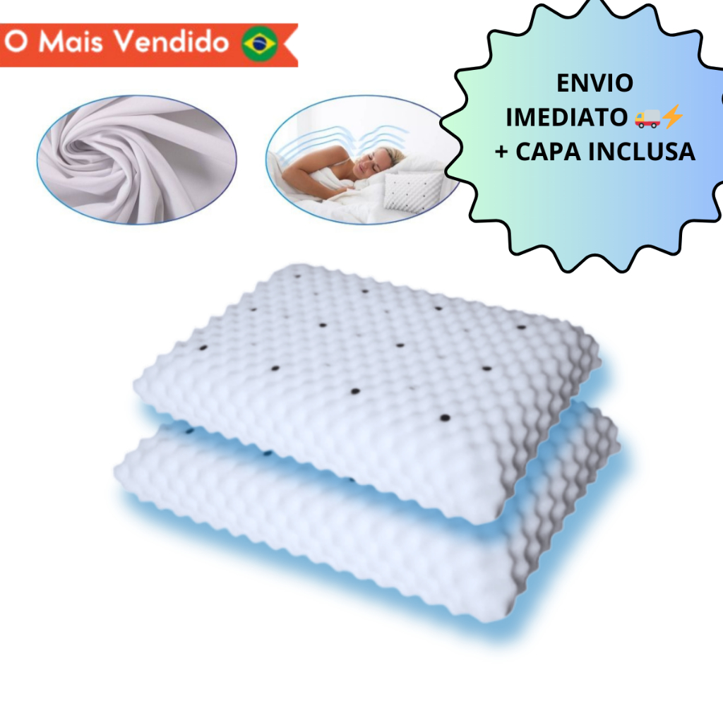 KIT Travesseiro MAGNÉTICO Ortopédico Perfil Médio com Imãs Anti Ronco Terapêutico PRONTA ENTREGA