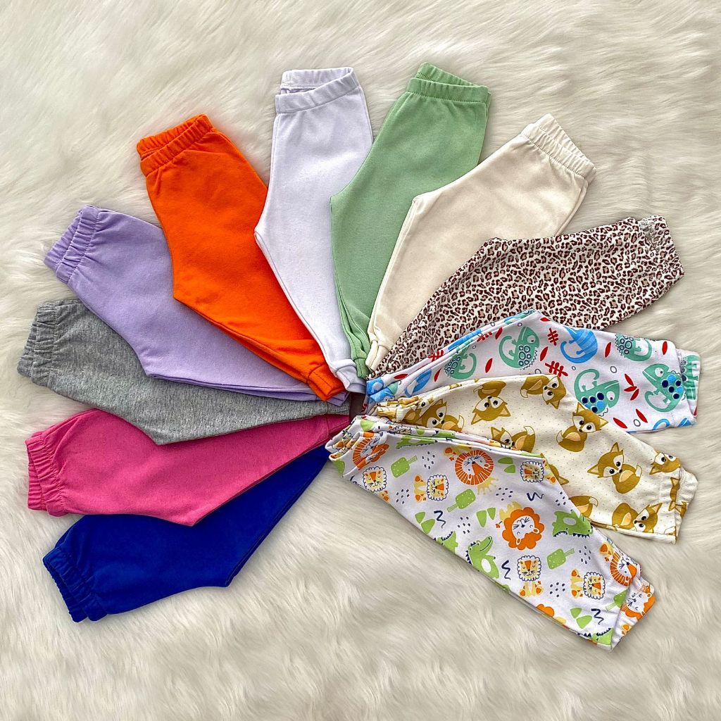 Kit com 3 Calças Variadas Bebê Menino e Menina Unissex 100% Algodão
