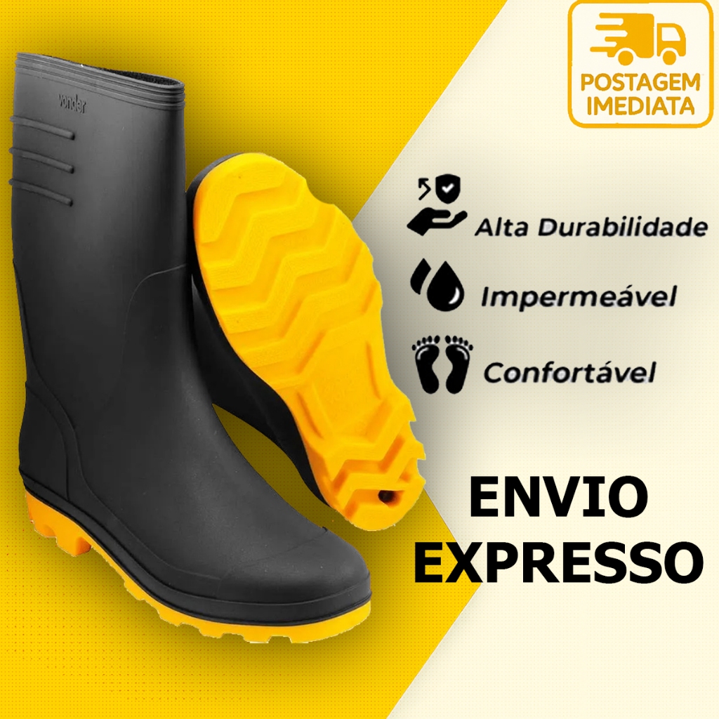 Bota PVC Chuva Motociclista Moto Impermeável Ifood Entregador Antiderrapante Galocha