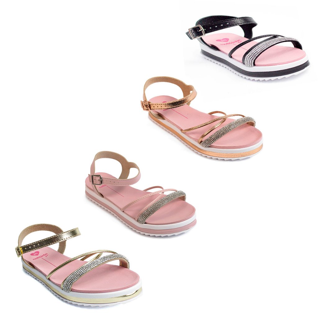 Sandália Molekinha Infantil Menina Flatform Strass 2305.1565