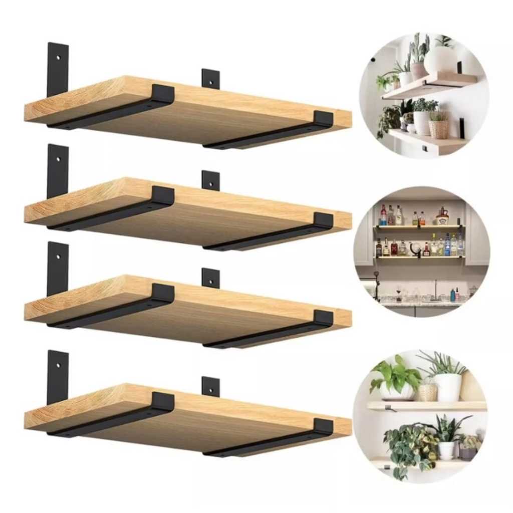 kit 2 a 4 Prateleira indústrial com mão francesa invertida luxo organização