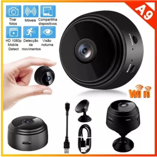 Mini Camera A9 HD com visão noturna Wifi Câmera 
