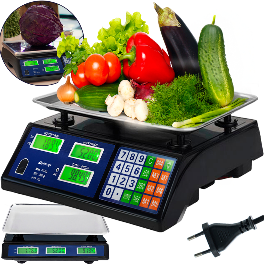 Balança Comercial Eletrônica Digital Portátil Para Feira Mercado Açougue 40Kg Bivolt 110/220v