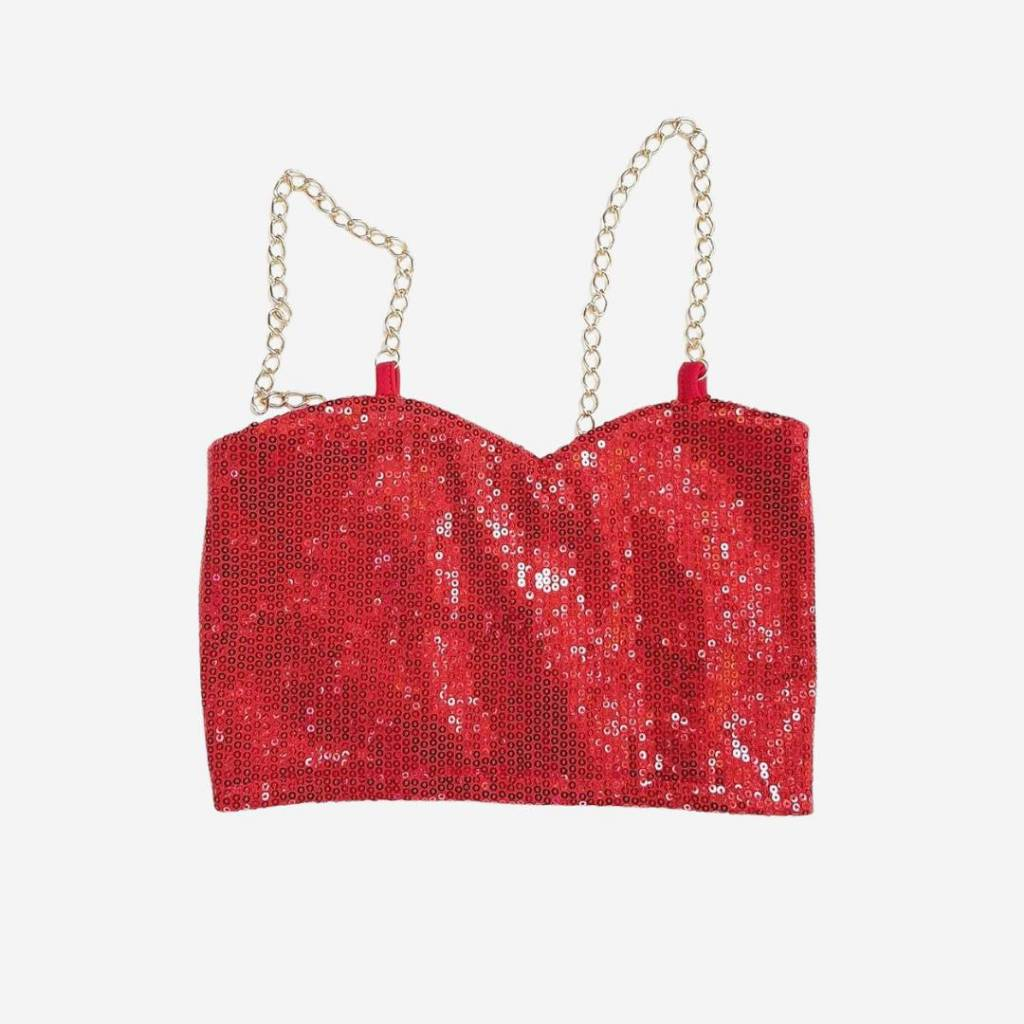 Cropped Infantil Brilhoso de Paitê com Alcinha Super Luxuoso e Elegante P/ Festas Eventos Especiais