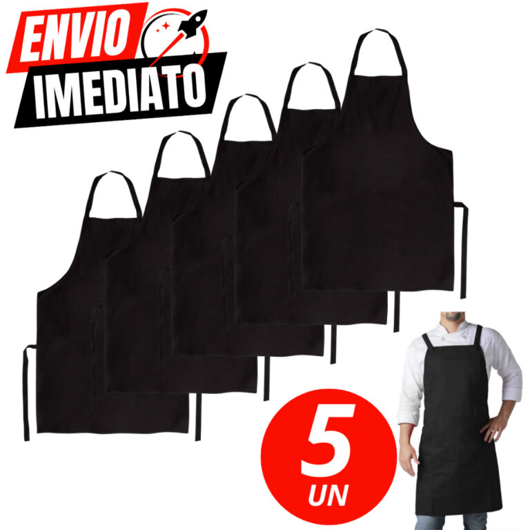 Kit 5 Avental De Pvc Preto Forrado Impermeável En