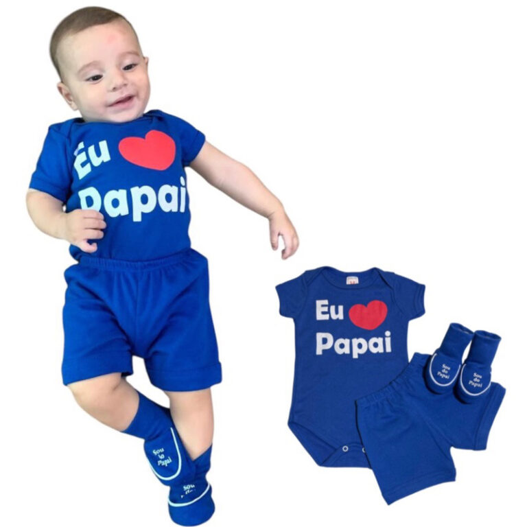 kit bebê 3 peças do papai, mêsversário, temát