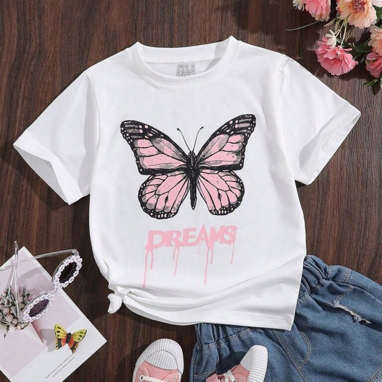 Camiseta Para Meninas Com Impressão De Carta E Bo