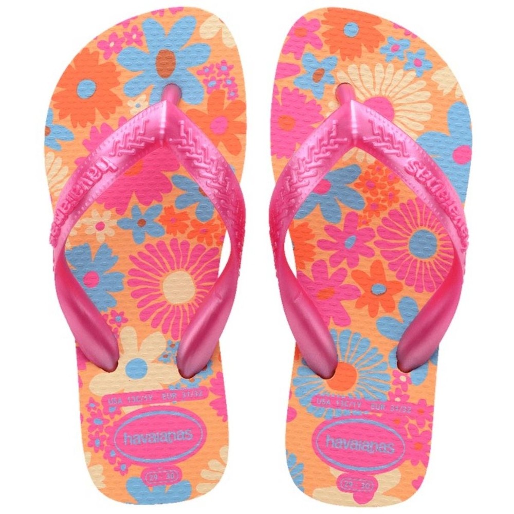 Chinelo Havaianas Kids Flores Menina – Amarelo e Rosa