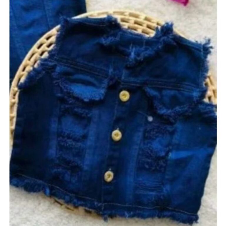Colete Jeans Molinho Rasgado com Botão Infantil 0