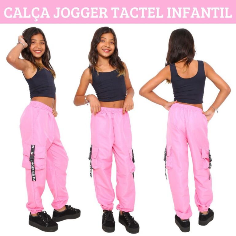 Calça Feminina Infantil  Jogger Tactel Para Menin