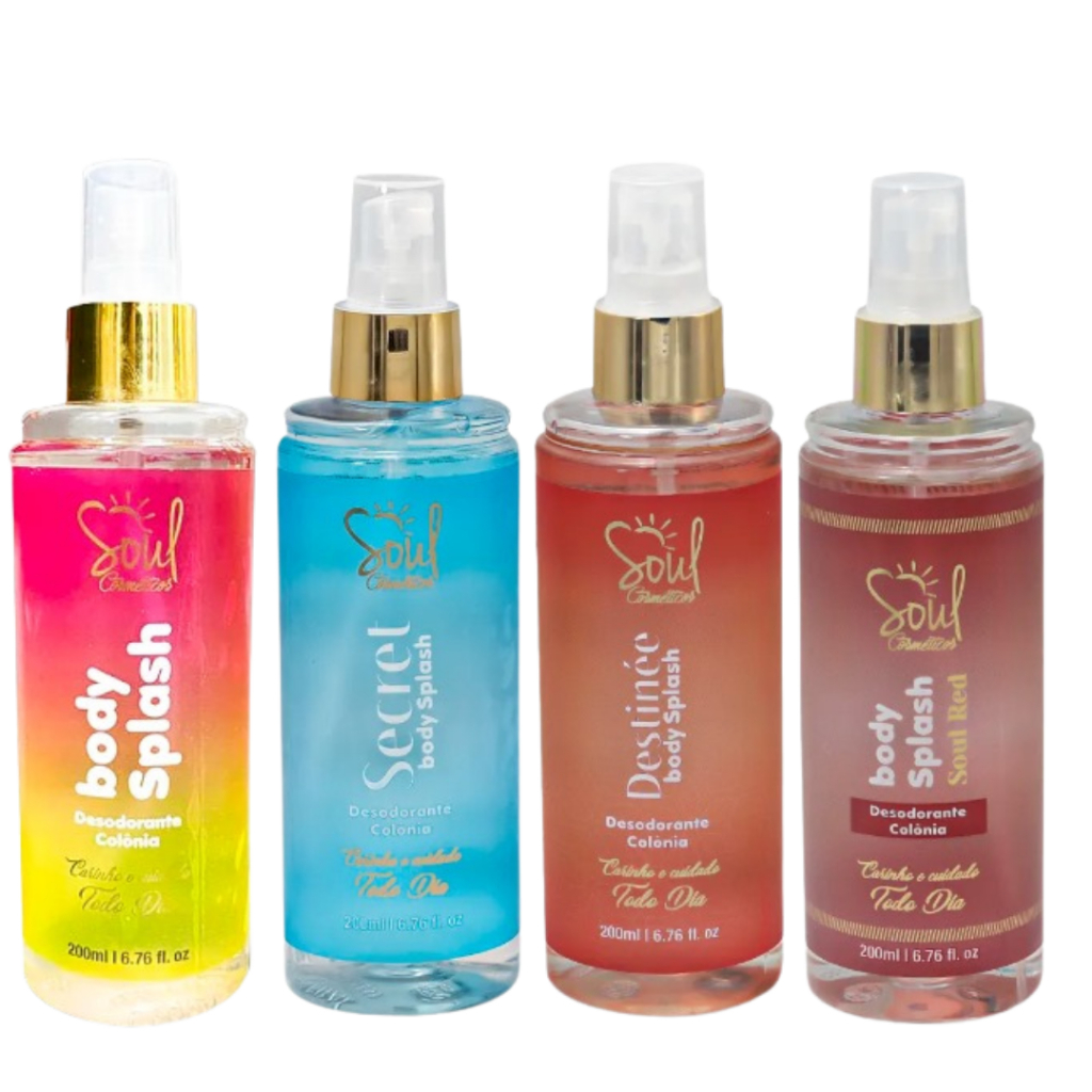 Kit 04 Body Splash SOUL TRADICIONAL FEMININO 200ml Perfume Colonia Desodorante Corporal Alta Fixação