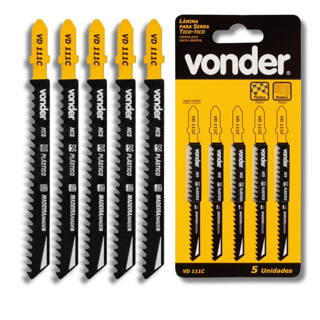 Kit 5 Lâminas de Serra Tico-Tico Universal para Madeira e Plástico VD111CM – Vonder