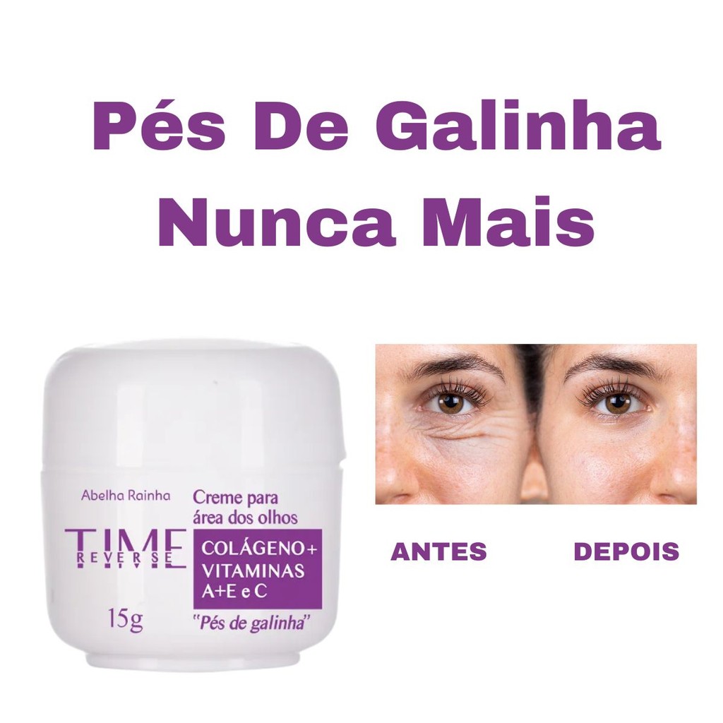 Creme Para Área Dos Olhos Pés de Galinha Com Colágeno e Vitaminas A+E e C Abelha Rainha 15g