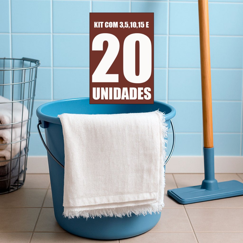 Kit Panos de Chão Grande Duplo Alvejado 100% Algodão  Alta Absorção e Limpeza Pesada