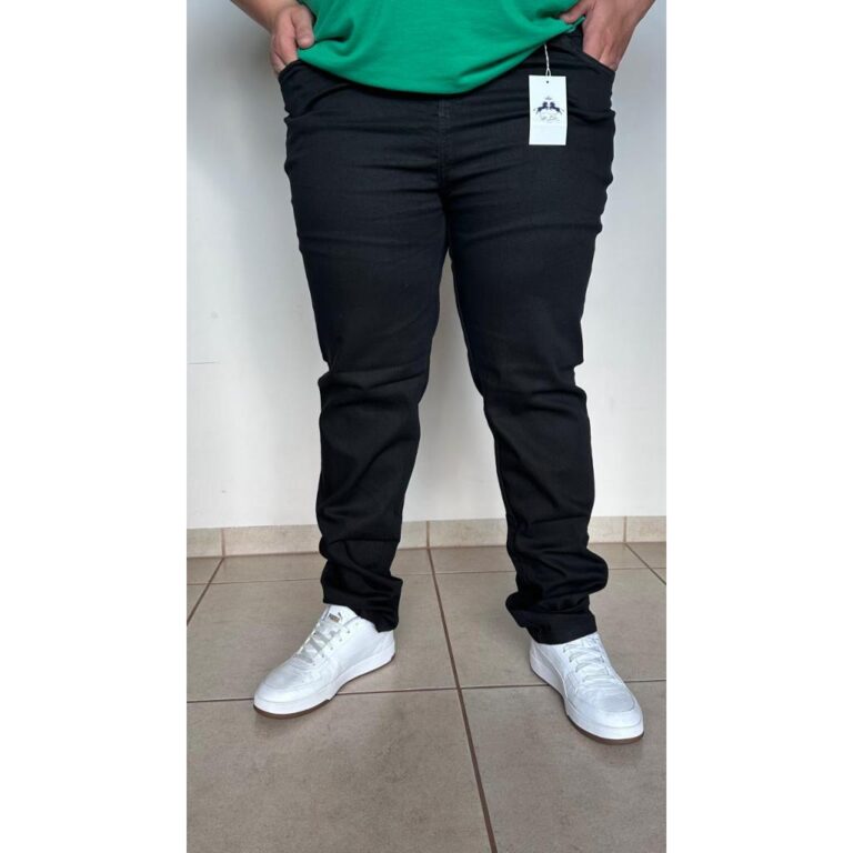 Calça Masculina Jeans Preta Plus Size Promoção 