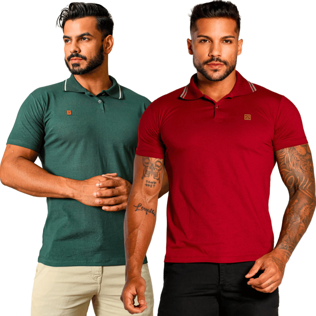 Camiseta Masculina com Gola Top Malha 100% Algodão Tamanho Plus Size Tipo Polo