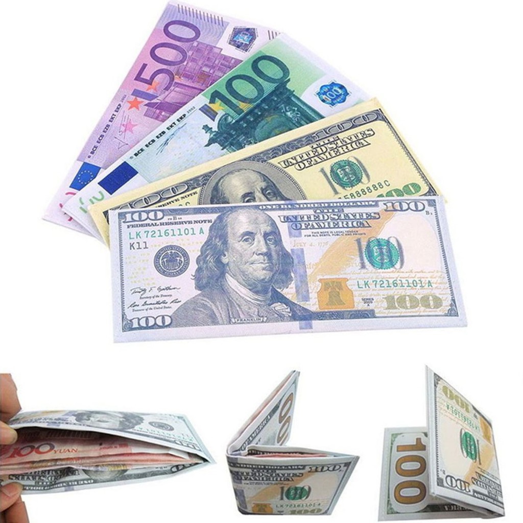 Kit 10 Carteira Super Slim Nota Dinheiro Cartão Dolar Real Lona