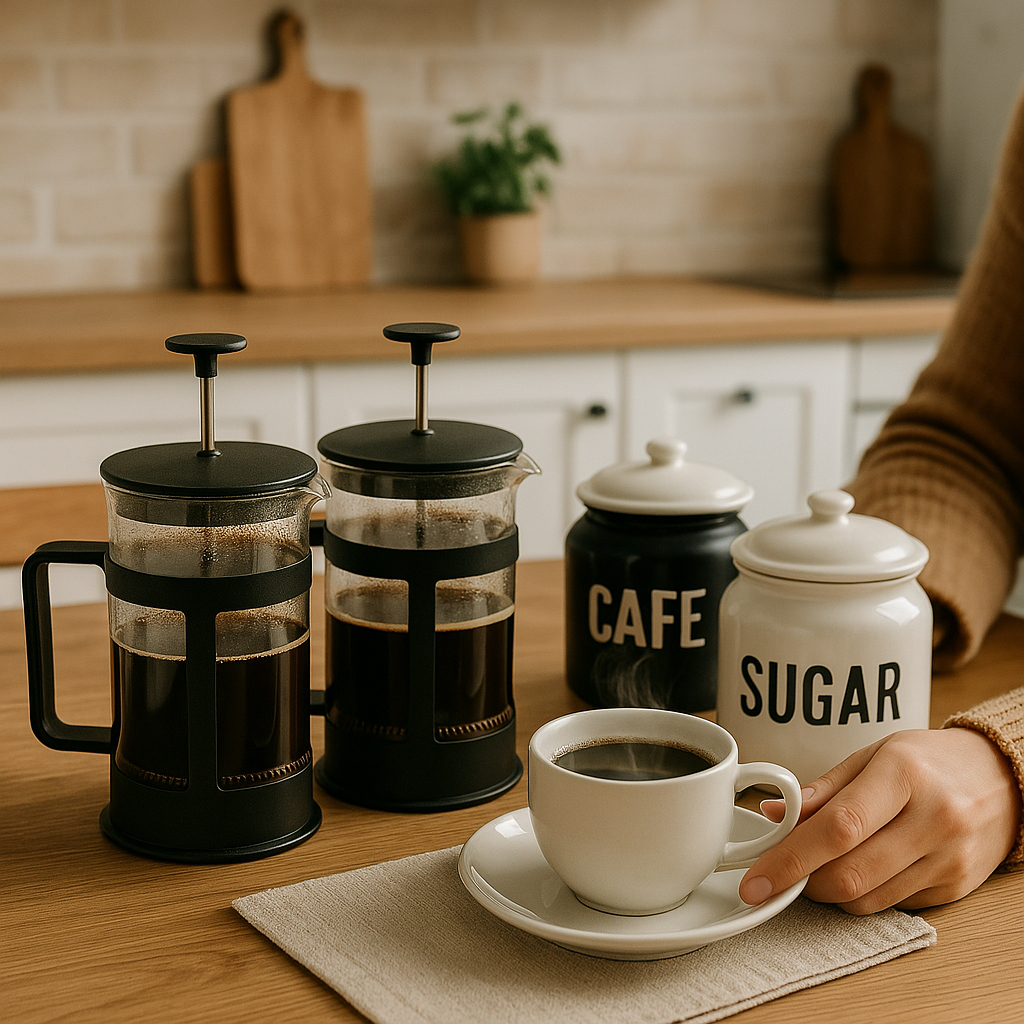 Cafeteira Prensa Francesa Cremeira 600/300ml Café Chá Capuccino Leite Cremoso e Espumador em Vidro